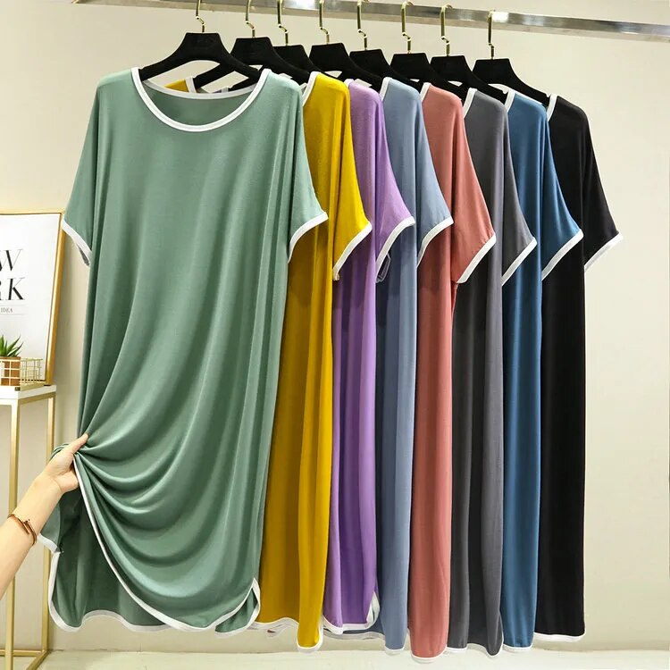 Soft Sleepwear For Women & Girls -  Plus Size, Short Sleeve, Loose Casual Homewear/Nightdress