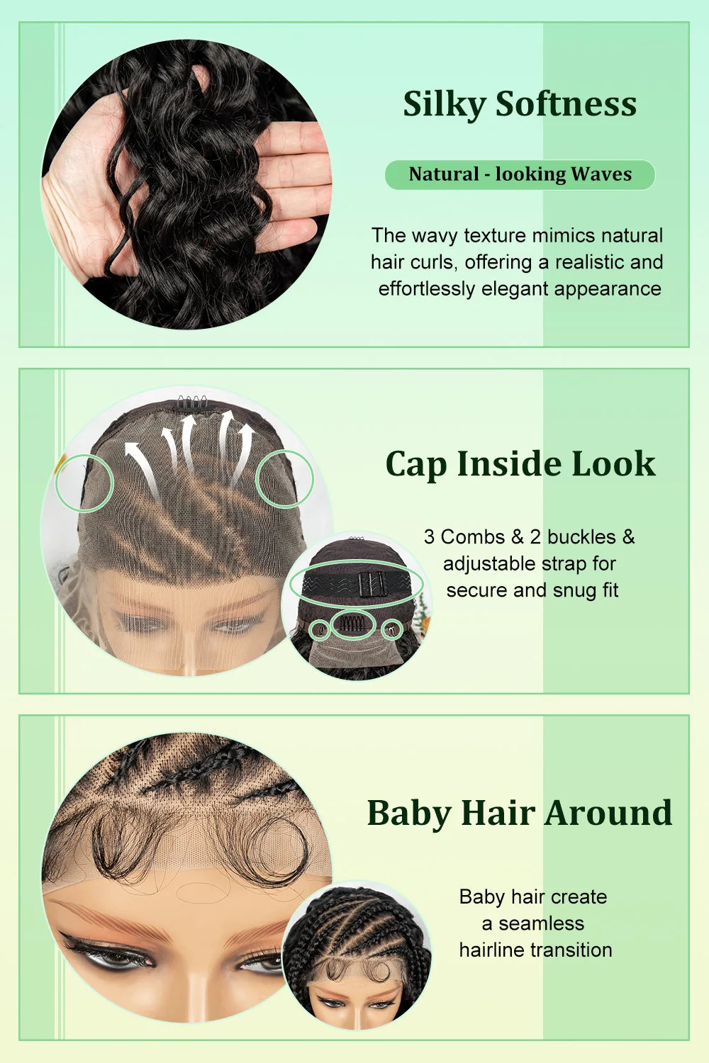 Cornrow Synthetic Braided Wigs 13*6 Lace Front Wig  Knotless Box Braided Wig Partition Design with Curly Hair for African Women Sweet T 52