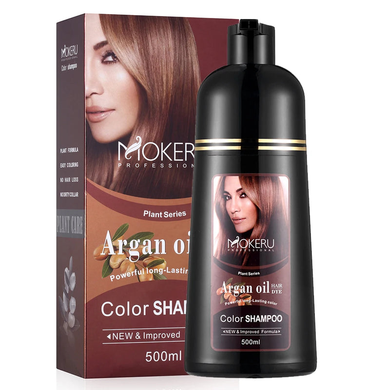 Natural Fast Coloring Argan Oil Shampoo/Dye for Men & Women. Speedy Hair Color Shampoo for Gray/White Hair