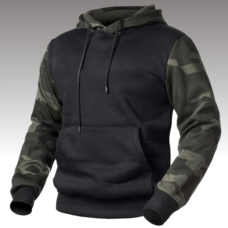 Men's Winter Casual Fleece Hoodies/Male Outdoor Camouflage Pullover/Sweatshirts, Hooded, Loose Outerwear