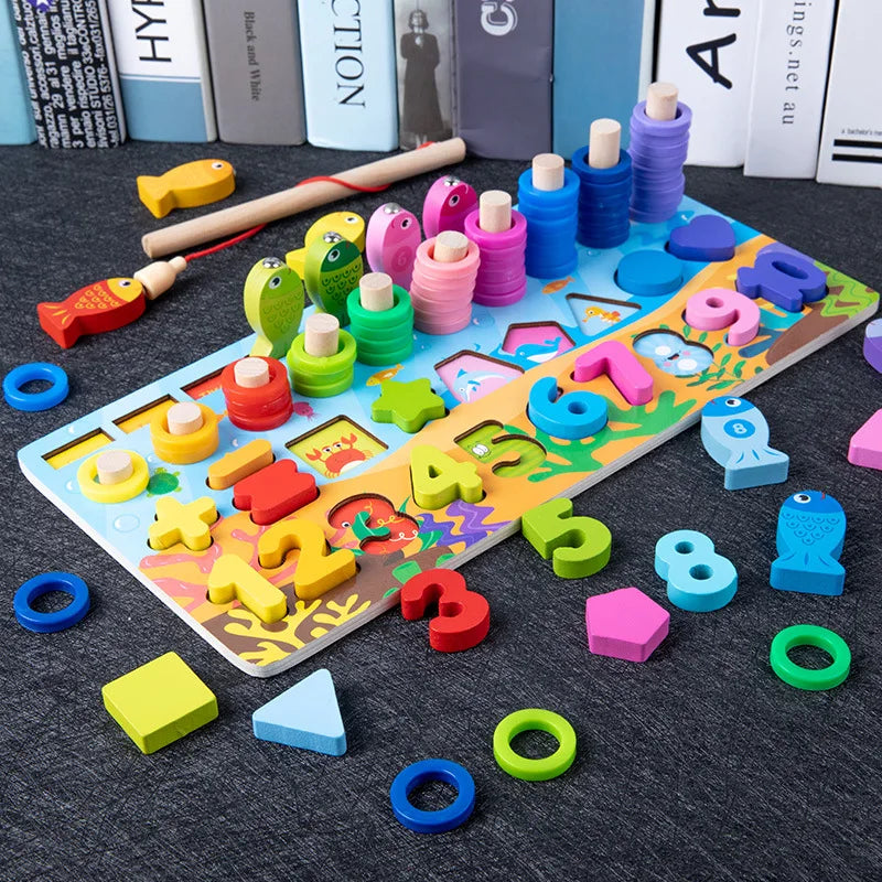 Wooden Montessori Toys - Kids Busy Board, Animal, Math, Fishing, Numbers Matching, Digital, Shapes - Educational Toys For Children