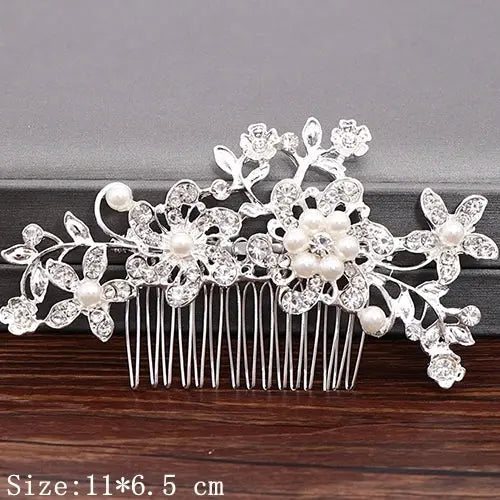 Wedding Hair Combs Bridal Hair Accessories For Women Hair Jewelry Silver Color Pearl Rhinestone Head Jewelry Women Accessories-hair accessories-SWEET T 52
