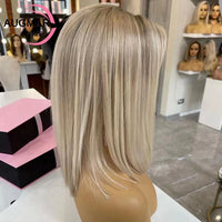 13x4 Short Bob Wig with Highlights, Human Hair. 13x6 HD Lace Frontal Wig, 360 Straight Lace Front Wig for Women
