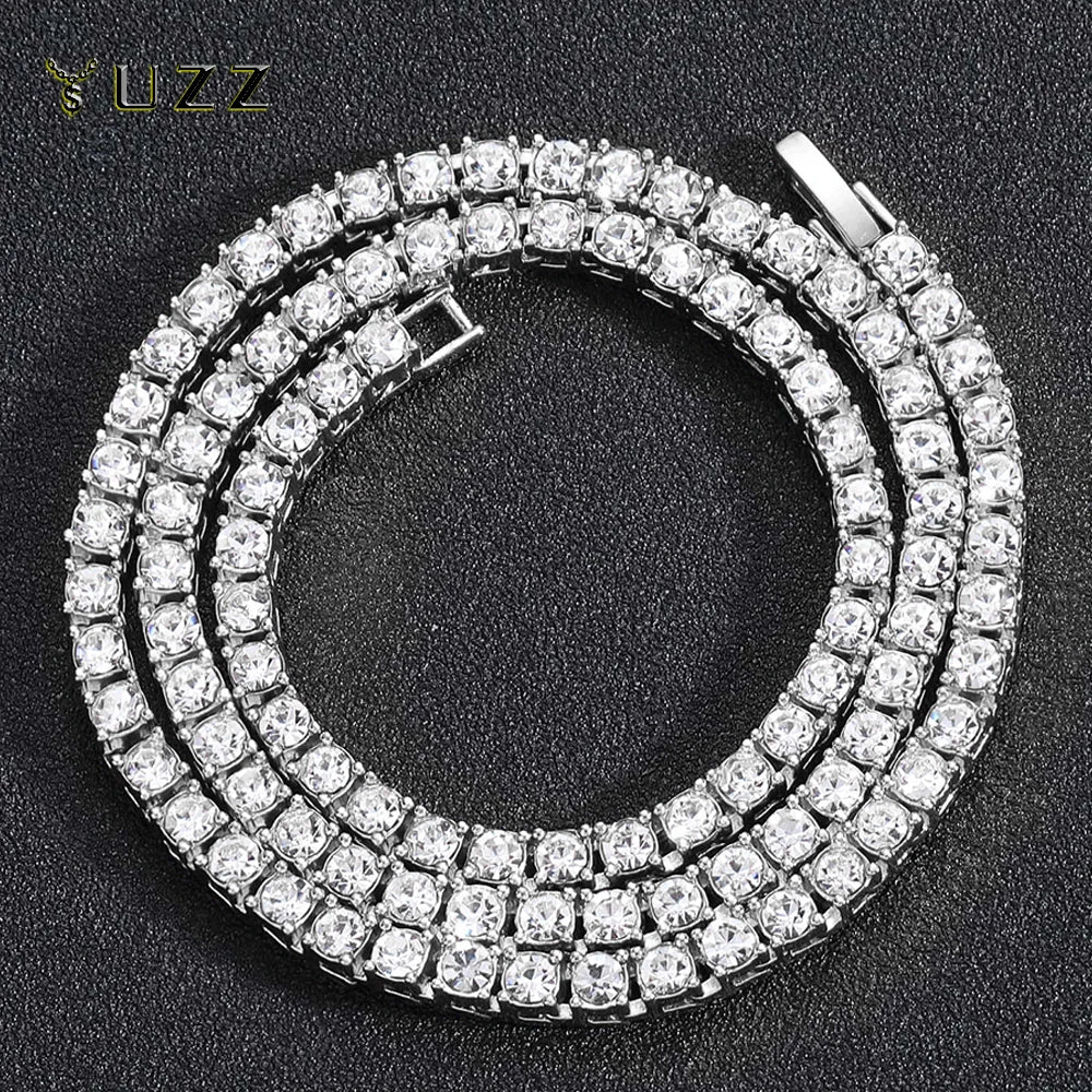 Hip Hop 5MM Tennis Chain Iced Out Bracelet/Necklace for Men - Silver/Gold