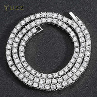 Hip Hop 5MM Tennis Chain Iced Out Bracelet/Necklace for Men - Silver/Gold