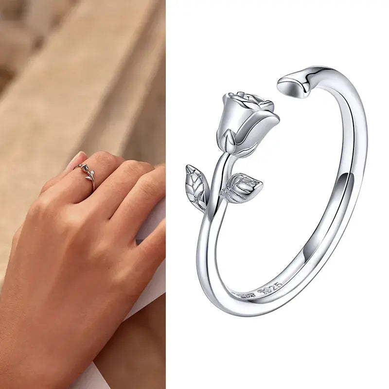 925 Sterling Silver Open Adjustable Rings for Women & Girls. Wedding, Engagement, Anniversary or Gift Rings-ring-SWEET T 52