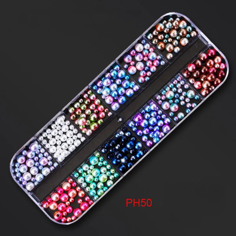 12Gird Box Multi Size AB/Colorful Non-Hotfix Rhinestones Flatback Crystal Diamond Gems 3D Glitter Nail Art Luxurious Decorations SWEET T 52