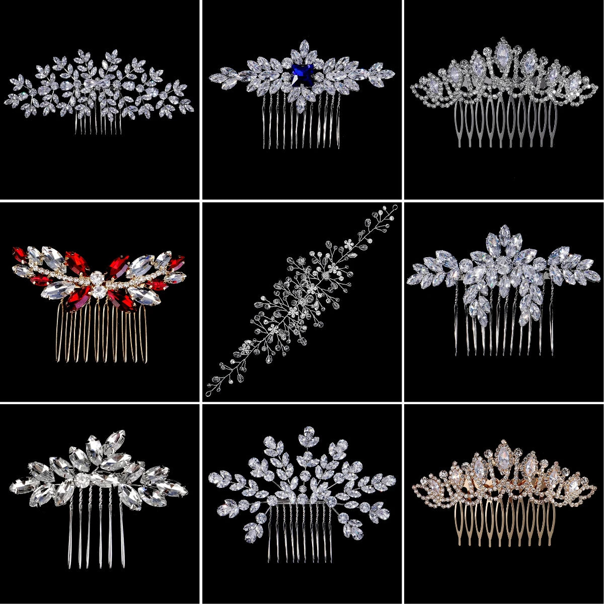 Bridal Hair Comb Fashion, Crystal Zirconia Wedding/Bride Side Clip Hair Comb. Luxury Hair Jewelry for Women