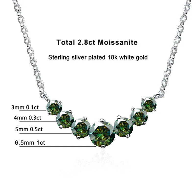 2.8 Carat Moissanite Cluster Necklace, Marked 925 Sterling Silver