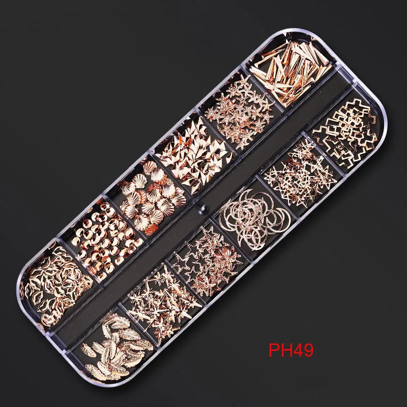 12Gird Box Multi Size AB/Colorful Non-Hotfix Rhinestones Flatback Crystal Diamond Gems 3D Glitter Nail Art Luxurious Decorations SWEET T 52