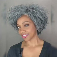Soullady Short Jerry Curly Gray Wig Real Salt & Pepper Human Hair Glueless Lace Wigs For Mature Upgrade Deep Wave Bob Wig Sweet T 52