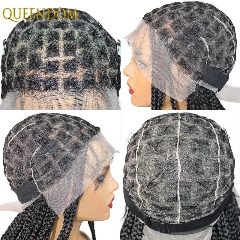 10 Inch Synthetic Short Bob Braided Wigs, Faux Locs, Full Lace with Baby Hair, Cornrow Knotless for Women