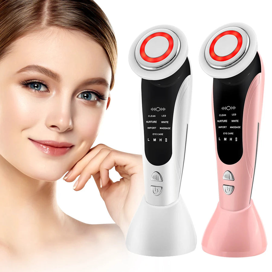 7 in 1 Facial Massager Vibration Hot Compress Skin Care Tool Skin Rejuvenation EMS Facial Firming Massager Face Eye Care Sweet T 52