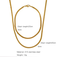 Stainless Steel NK Snake Chain Necklace/Twist Bracelet for Women. Jewelry Set, Gold in Color - DIY Accessories