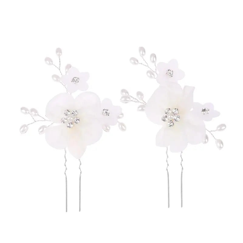 Handmade Elegant Pearl Hair Pins - White Flower Rhinestone Hair Comb For Wedding Parties/Bridal Hair Accessories-hair accessories-SWEET T 52