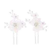 Handmade Elegant Pearl Hair Pins - White Flower Rhinestone Hair Comb For Wedding Parties/Bridal Hair Accessories-hair accessories-SWEET T 52