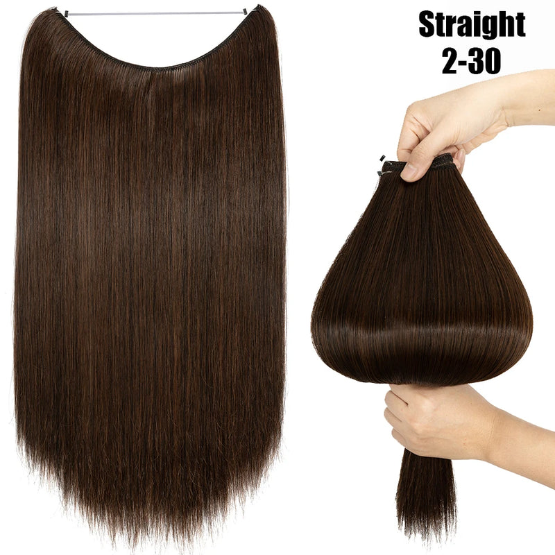 Synthetic 20 Inch Invisible Wire, No Clip-In, Hair Extensions, Fish Line Hairpieces/Hair Extensions Fake Hair For Women