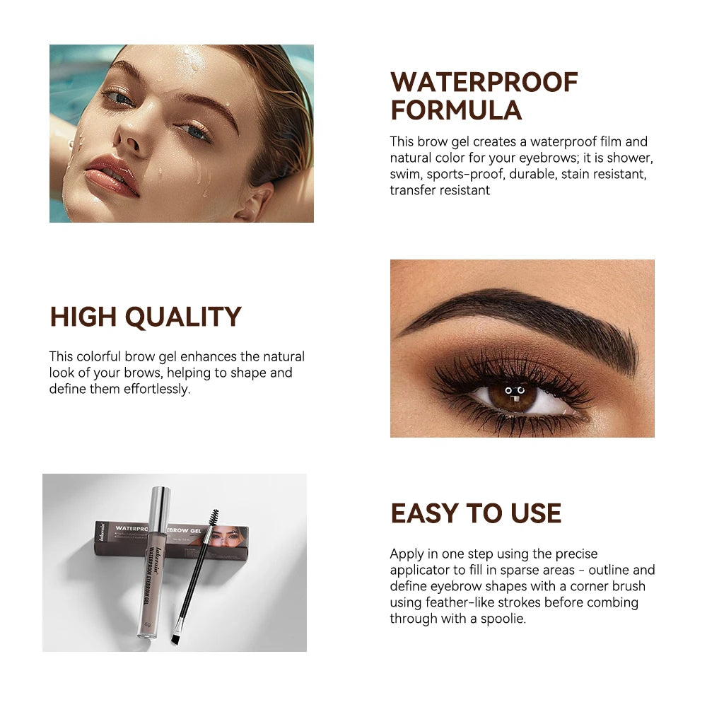 Waterproof Eyebrow Gel — Long-Lasting, Highly Pigmented, Ships from USA