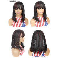 Afro Dreadlocks Box Braided Bob Wig Synthetic Short Braids Wig For Black Women Blunt Bangs 3X Twist Braids High Quality Wig Sweet T 52