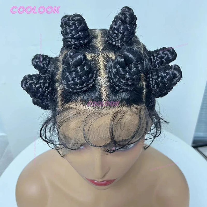 10" Short Bob Wigs Synthetic Braided Wigs For Women Box Braid Full Lace Wig Braid African Cornrow Braids Lace Wigs Cheap Sweet T 52