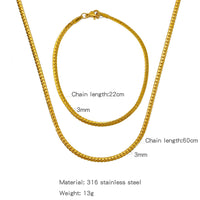 Stainless Steel NK Snake Chain Necklace/Twist Bracelet for Women. Jewelry Set, Gold in Color - DIY Accessories