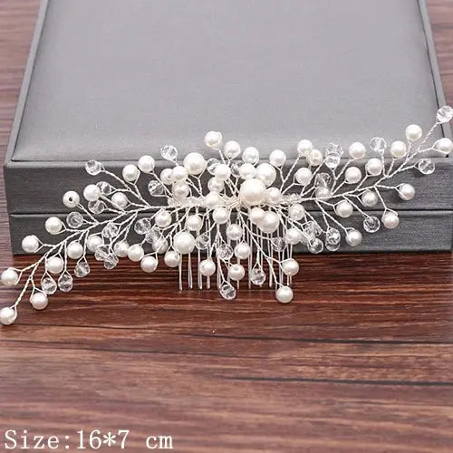 Wedding Hair Combs Bridal Hair Accessories For Women Hair Jewelry Silver Color Pearl Rhinestone Head Jewelry Women Accessories-hair accessories-SWEET T 52