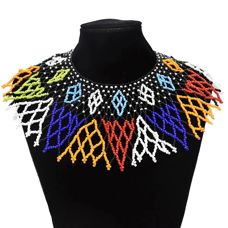 Multicolor African Resin Beads - Choker Style Necklace For Women and Girls, Ethnic Bib Collar-necklace-SWEET T 52