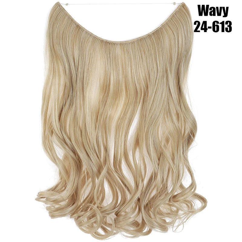 Synthetic 20 Inch Invisible Wire, No Clip-In, Hair Extensions, Fish Line Hairpieces/Hair Extensions Fake Hair For Women