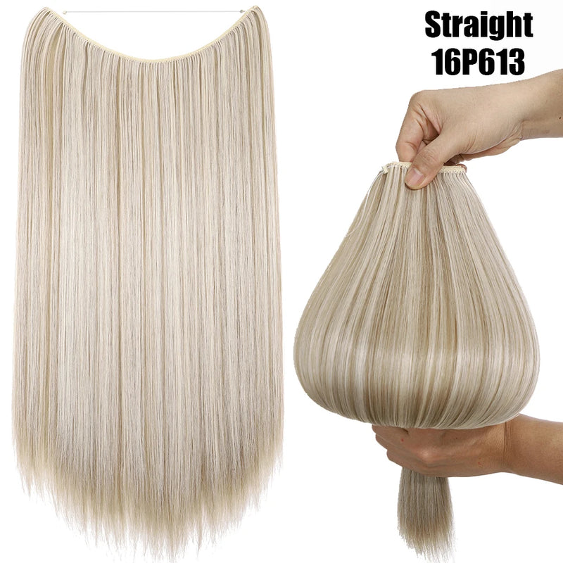 Synthetic 20 Inch Invisible Wire, No Clip-In, Hair Extensions, Fish Line Hairpieces/Hair Extensions Fake Hair For Women