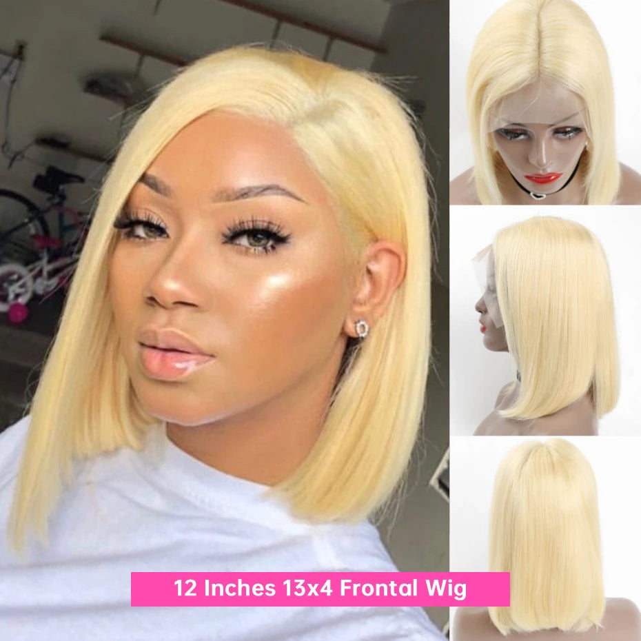 613 Blonde Bob Wig for Women — 13x4 & 13x6 Lace Front, Blunt Cut, Ships from USA