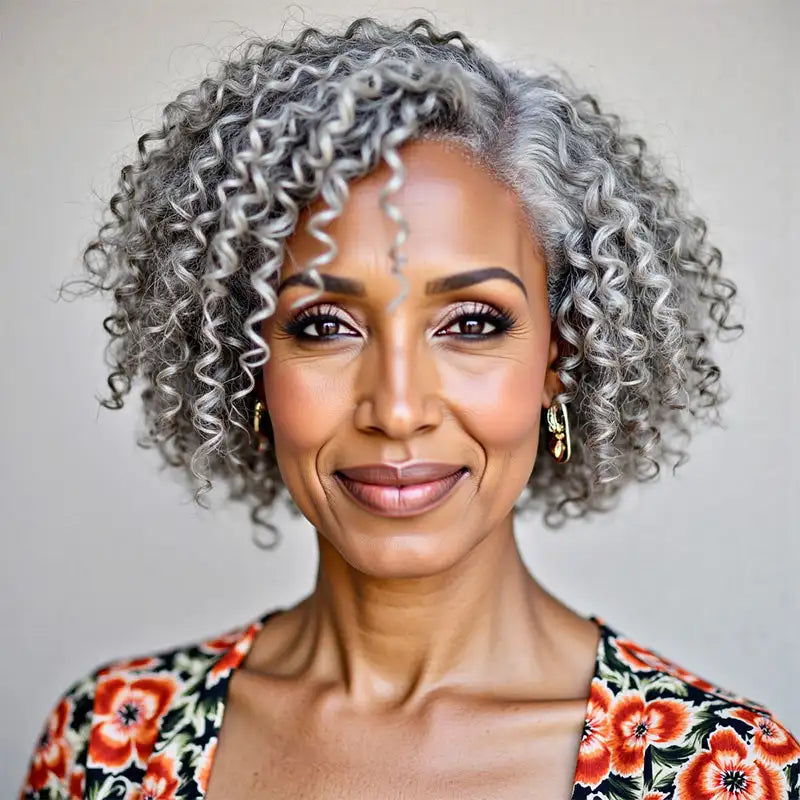 Soullady Short Jerry Curly Gray Wig Real Salt & Pepper Human Hair Glueless Lace Wigs For Mature Upgrade Deep Wave Bob Wig Sweet T 52