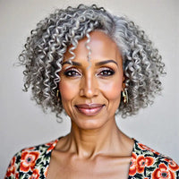 Soullady Short Jerry Curly Gray Wig Real Salt & Pepper Human Hair Glueless Lace Wigs For Mature Upgrade Deep Wave Bob Wig Sweet T 52