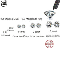 GRA-Certified Moissanite Stud Earrings, Marked 925 Sterling Silver