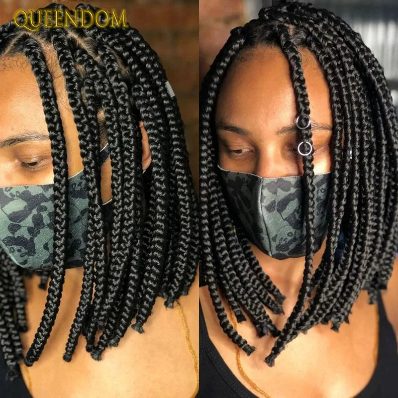 Full Lace Wigs for Black Women Short Bob Braided Wigs Knotless Box Braids 360 Lace Front Wigs Cornrow Synthetic Wigs 12 Inch Sweet T 52
