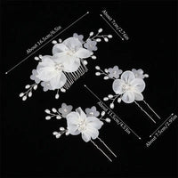 Handmade Elegant Pearl Hair Pins - White Flower Rhinestone Hair Comb For Wedding Parties/Bridal Hair Accessories-hair accessories-SWEET T 52
