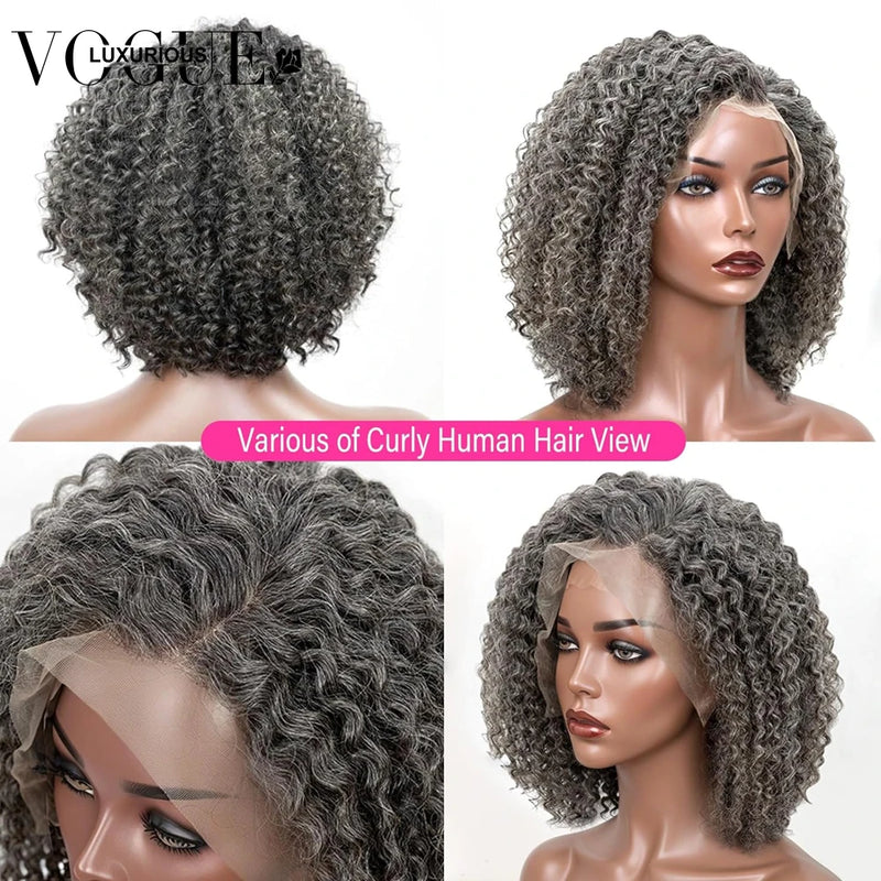 Glueless Salt & Pepper Grey Highlights Human Hair Wigs, 4X4 Lace/5X5 Closure, Pre-Plucked