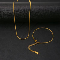 Stainless Steel NK Snake Chain Necklace/Twist Bracelet for Women. Jewelry Set, Gold in Color - DIY Accessories