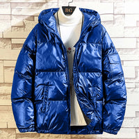 Men's Glossy Hooded Puffer Parka, M to 5XL