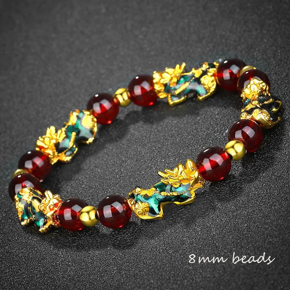 Fashion Jewelry - Obsidian Stone Beads (Attract Wealth) Feng Shui Good Luck Bangle Bracelets