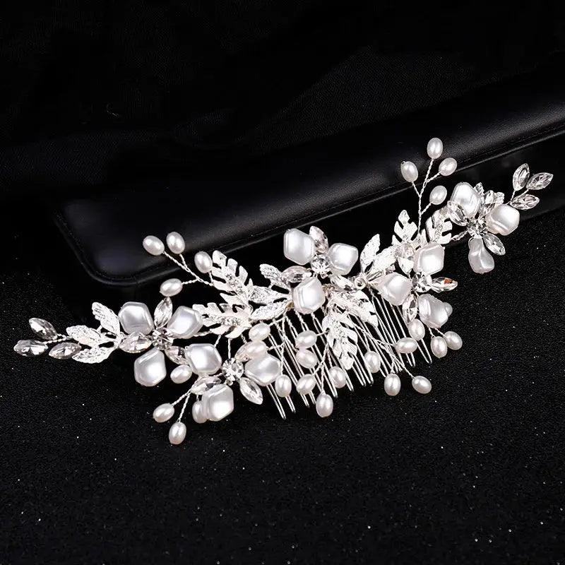 Luxury Crystal Pearl Flower Hair Comb/Headband/Tiara For Women & Girls - Bridal Wedding Hair Accessories/Hair Jewelry-hair accessories-SWEET T 52