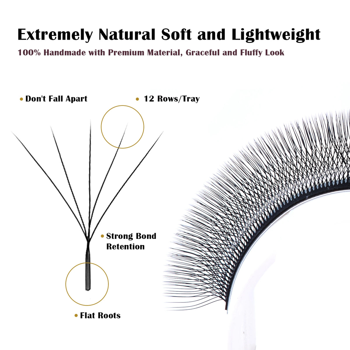 5D W-Shaped Volume Lash Extension Tray, 12 Lines