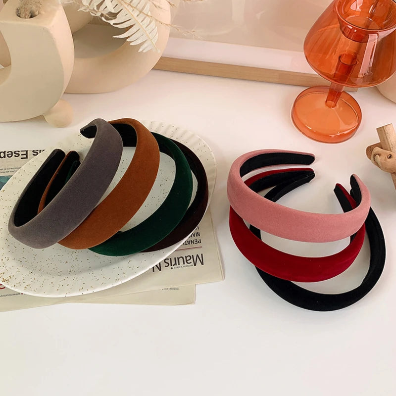 Wide Thick Velvet Headbands for Women. Retro Simple Wide Sponge Hair Bands For Women, Elegant Versatile Hair Accessories