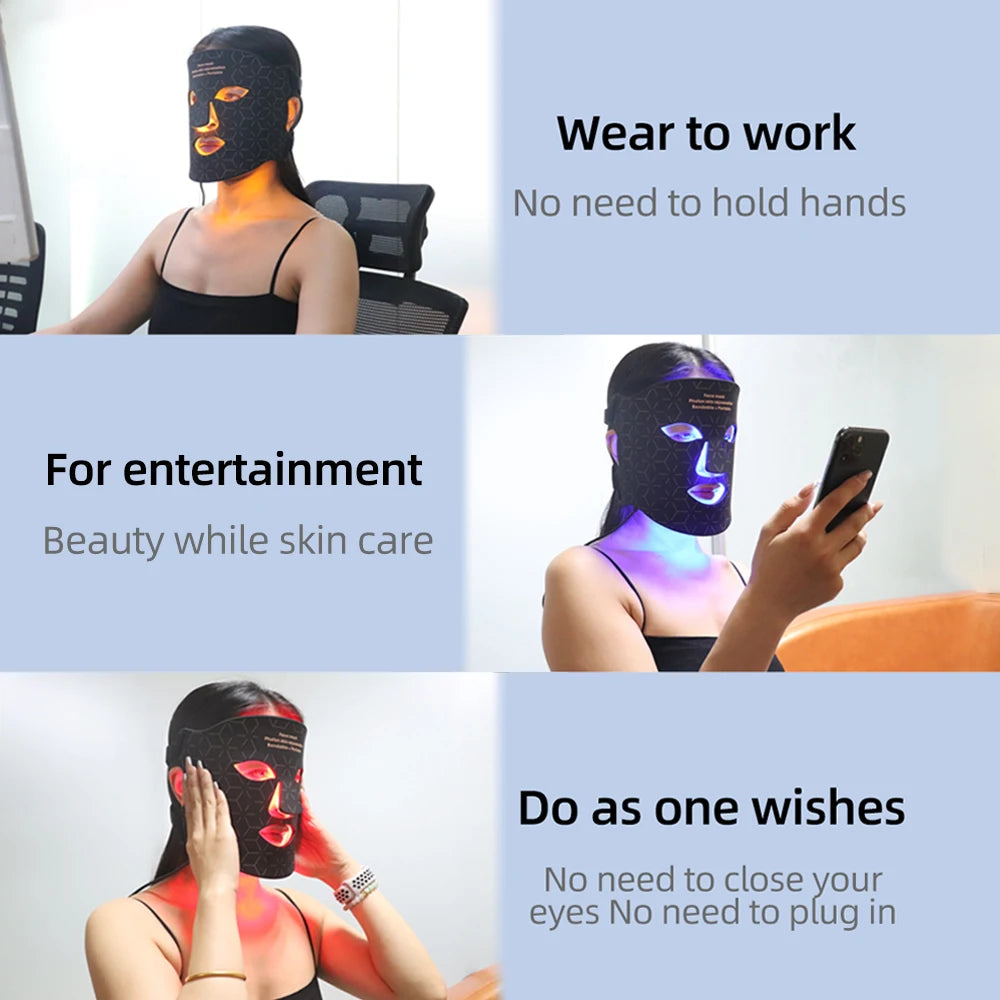 LED Photon Beauty Infrared Mask Instrument, USB Electronic Mask for Rejuvenation, Lighten Fine Lines, Brighten Skin Tone & Repair Skin