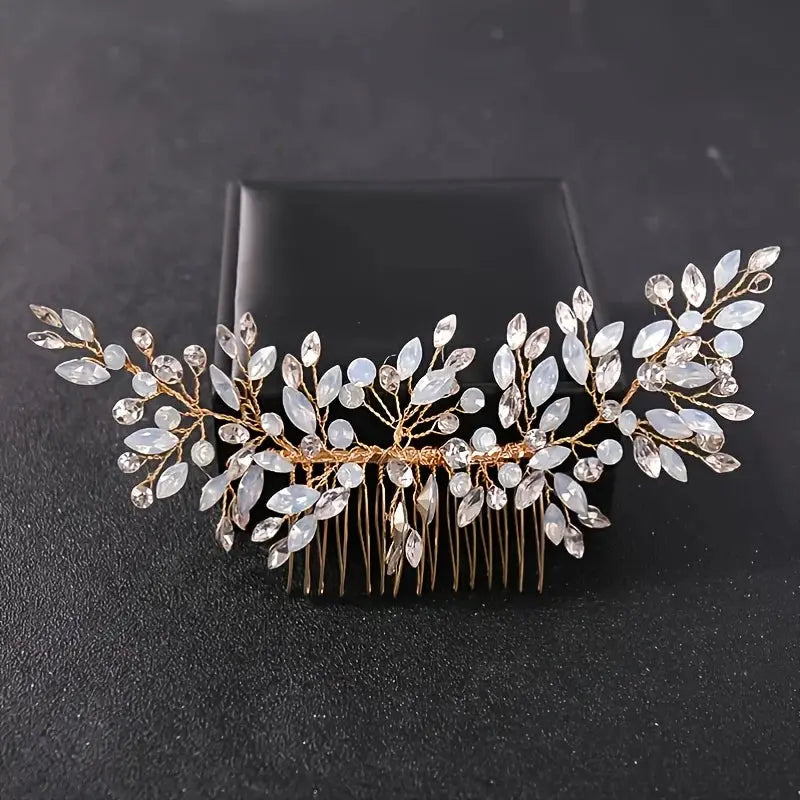 Luxury Crystal Pearl Flower Hair Comb/Headband/Tiara For Women & Girls - Bridal Wedding Hair Accessories/Hair Jewelry-hair accessories-SWEET T 52