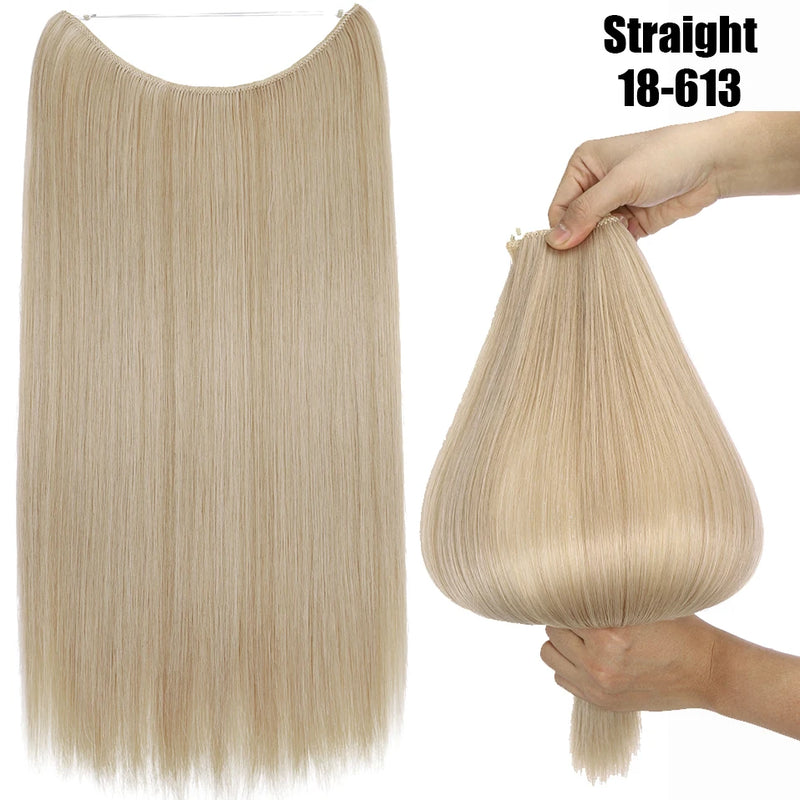 Synthetic 20 Inch Invisible Wire, No Clip-In, Hair Extensions, Fish Line Hairpieces/Hair Extensions Fake Hair For Women