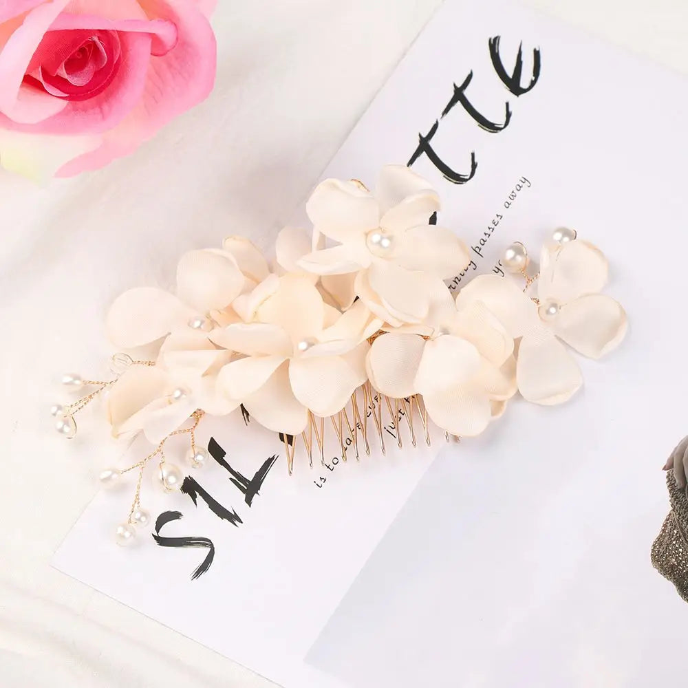 Fashion Bridal Wedding Bridesmaid Red/Pink/Champagne Romantic Flower Hair Clip Hairpin Comb Accessories