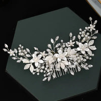 Wedding Hair Combs Bridal Hair Accessories For Women Hair Jewelry Silver Color Pearl Rhinestone Head Jewelry Women Accessories-hair accessories-SWEET T 52