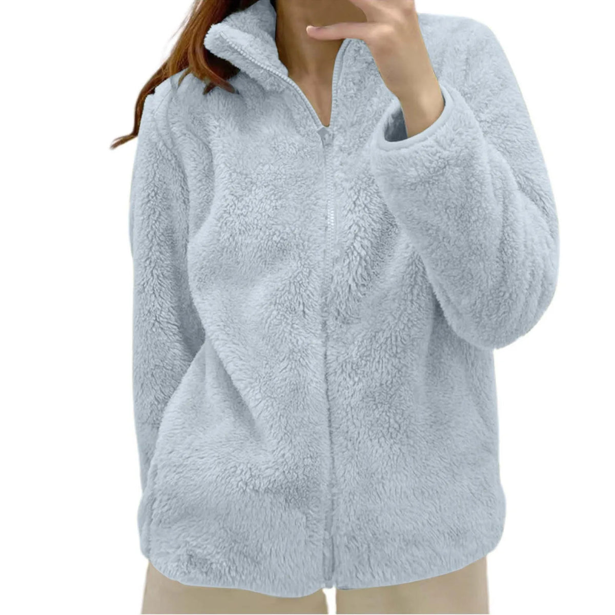 Women's Fluffy Fleece Zip-Up Jacket