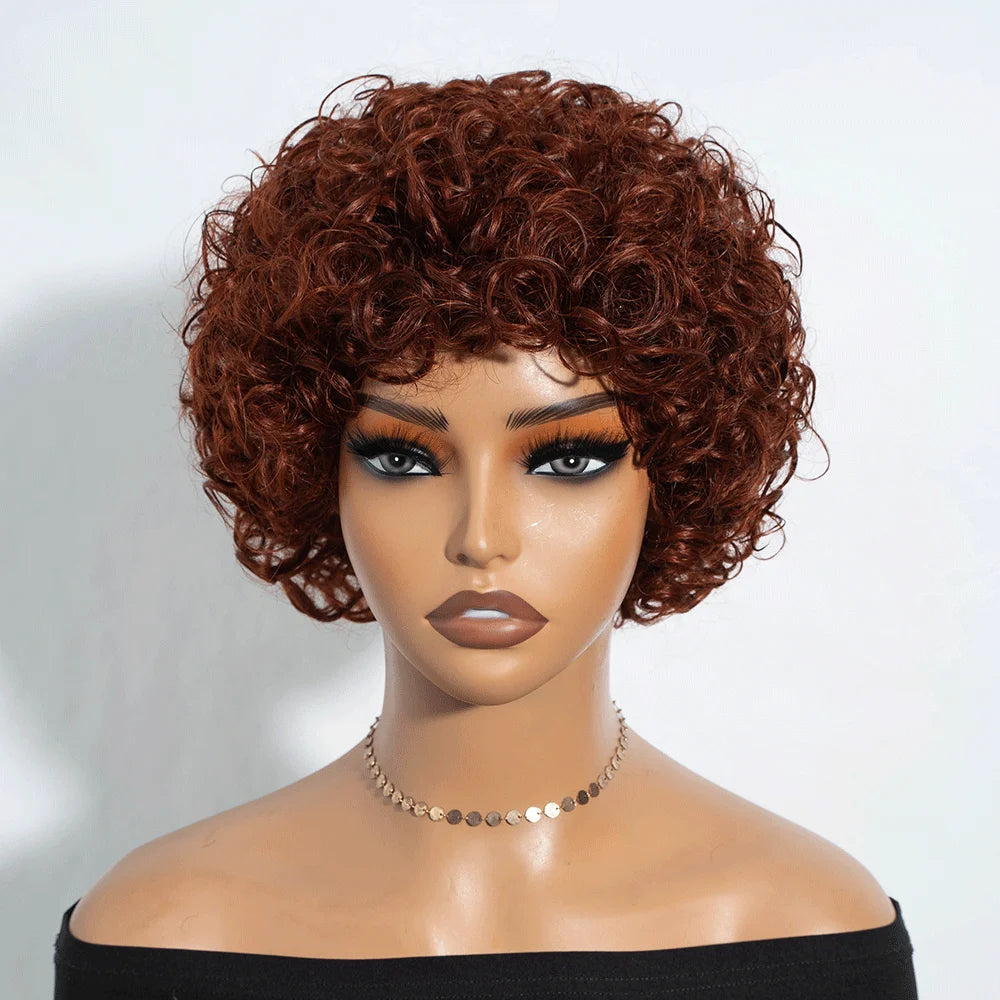 Afro Puff Pixie Bob Wig — Brazilian Remy Human Hair, Pre-Plucked Bangs, Ships from USA