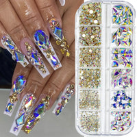 New Multi-size DIY 3-D Nail Art - Rhinestones, Flatback Crystal, Diamond Gems, 3-D Glitter Nail Art, Luxurious Decorations